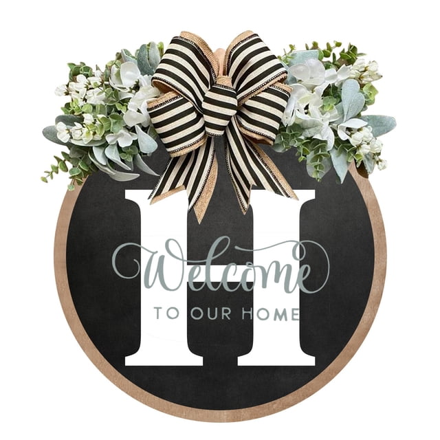 Funny Welcome Sign Round Outdoor Indoor Spring Wreath Farmhouse Porch Wood Decoration Housewarming Home Wall