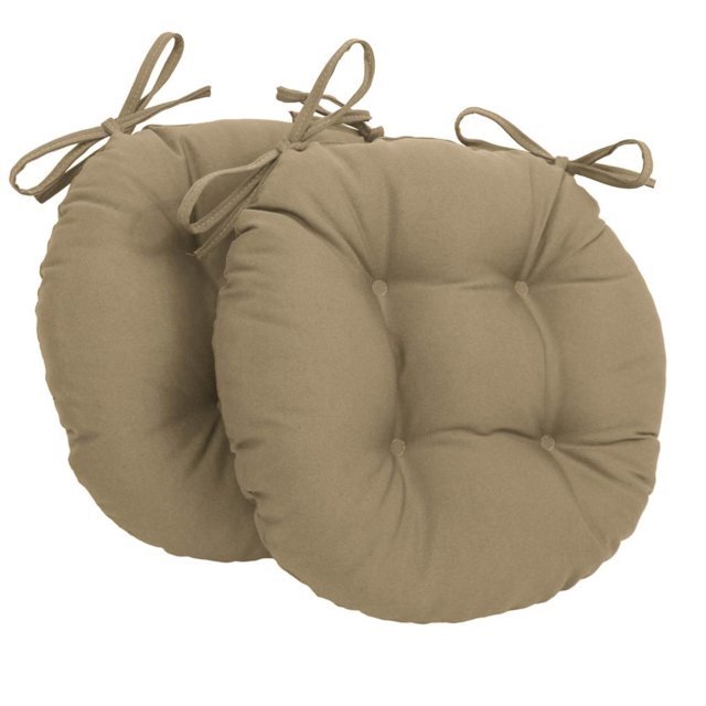 Coussins de Chaise Ronds Capitonnés en Sergé Uni de 16 Po (Ensemble de 2)
