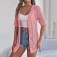 thumbnail image 4 of Timegard Womens Summer Tops Short Sleeve Hollow out Cover up Boho Open Front Knitted Cardigan Beach Wear, 4 of 7