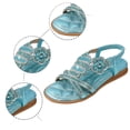 thumbnail image 4 of MIASHUI Girls Bohemian Beach Sandals Summer Rhinestone Shoes Elastic Ankle Strap Sandals,Blue,3.5-4 Years, 4 of 7