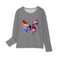thumbnail image 4 of RXIRUCGD Chemises à Manches Longues pour Filles, Col Rond Mignon, Blouses Décontractées Élégantes (Gris, Taille : 7 Ans), 4 of 5