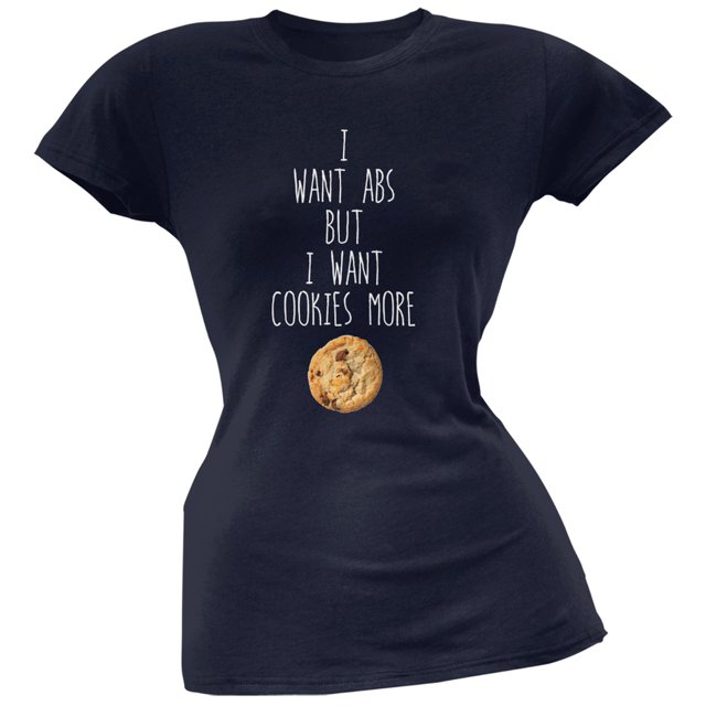 I Want Abs But I Want Cookies More Navy Soft Juniors T-Shirt