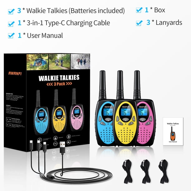 AWANFI Walkie Talkies for Kids Adults, Rechargeable Long Range Two