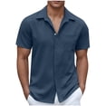 thumbnail image 1 of asjyhkr Mens Beach Button down Shirts Casual Stretch Collared Summer Travel Short Sleeve Tops, 1 of 5