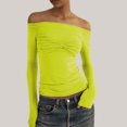 thumbnail image 2 of Women's Fashion Off Shoulder Long Sleeve Tees Slim Fit Stretchy Top - Solid Color, Backless, Perfect for Spring, Fall and Various Occasions, 2 of 4