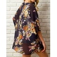 thumbnail image 3 of Kimono en Mousseline à Fleurs pour Femmes, Cardigan de Plage, Couvre-Maillot de Bain, Robe Courte, 3 of 5
