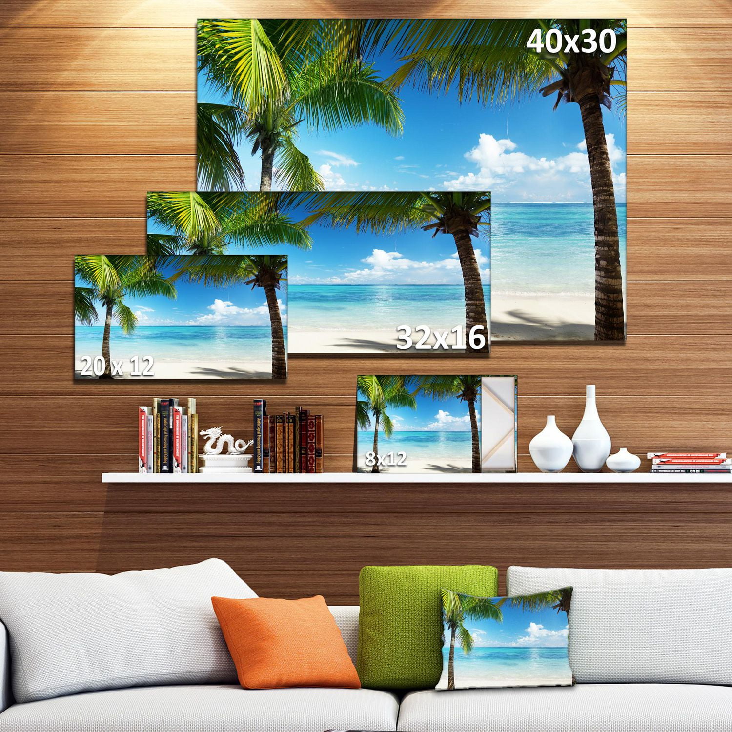 Designart Palmiers et mer Art mural sur toile