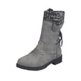 thumbnail image 2 of jsaierl Chaussures de Mode pour Femmes Bottes Rétro Western Décontractées Chaudes Talons Bas Bottes Mi-Mollet, 2 of 5