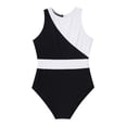thumbnail image 4 of Mufeng Combinaison de Danse Ballet Sans Manches en Maille Color Block pour Filles Noir&Blanc 14, 4 of 7