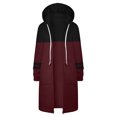 thumbnail image 1 of Timegard Womens Sweatshirts Drawstring Zip up Hoodies Color Block Fall Winter Long Jackets with Pockets, 1 of 3