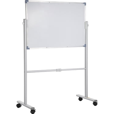 KFFKFF Portable Magnetized Whiteboard, Dimensions 36 x 24 Inch, Two-Faced, 360 Degree Rotatable Dry Wipe Board, Height Modifiable with Metallic Frame and Secure Rotating Casters, Suitable for Office