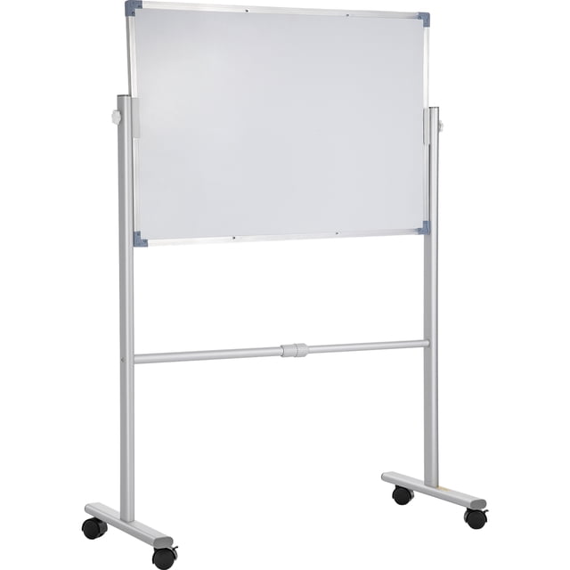 KFFKFF Portable Magnetized Whiteboard, Dimensions 36 x 24 Inch, Two-Faced, 360 Degree Rotatable Dry Wipe Board, Height Modifiable with Metallic Frame and Secure Rotating Casters, Suitable for Office