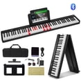 thumbnail image 1 of VEVOR 88 Key Folding Keyboard Piano Portable Foldable Piano Bluetooth MIDI Black, 1 of 9