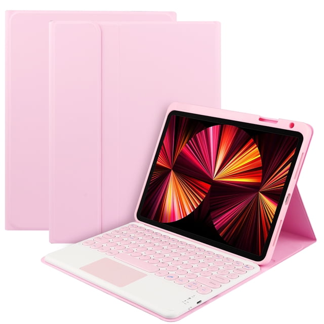 Étui Clavier Rétro à Touches Rondes Bluetooth 3.0 avec Pavé Tactile et Fente de Stylet Cachée - Conception Détachable pour iPad Air3 10.5(2019), iPad Pro 10.5, iPad 10.2(2019/2020) - Batterie 180 mAh, Portée 10 m, 5 Millions