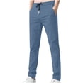thumbnail image 1 of Enjoytime Men's Pants Solid Color Elastic Waist Drawstring Trousers Business Casual Plus Size Work Pants with Pockets Light Blue L, 1 of 3
