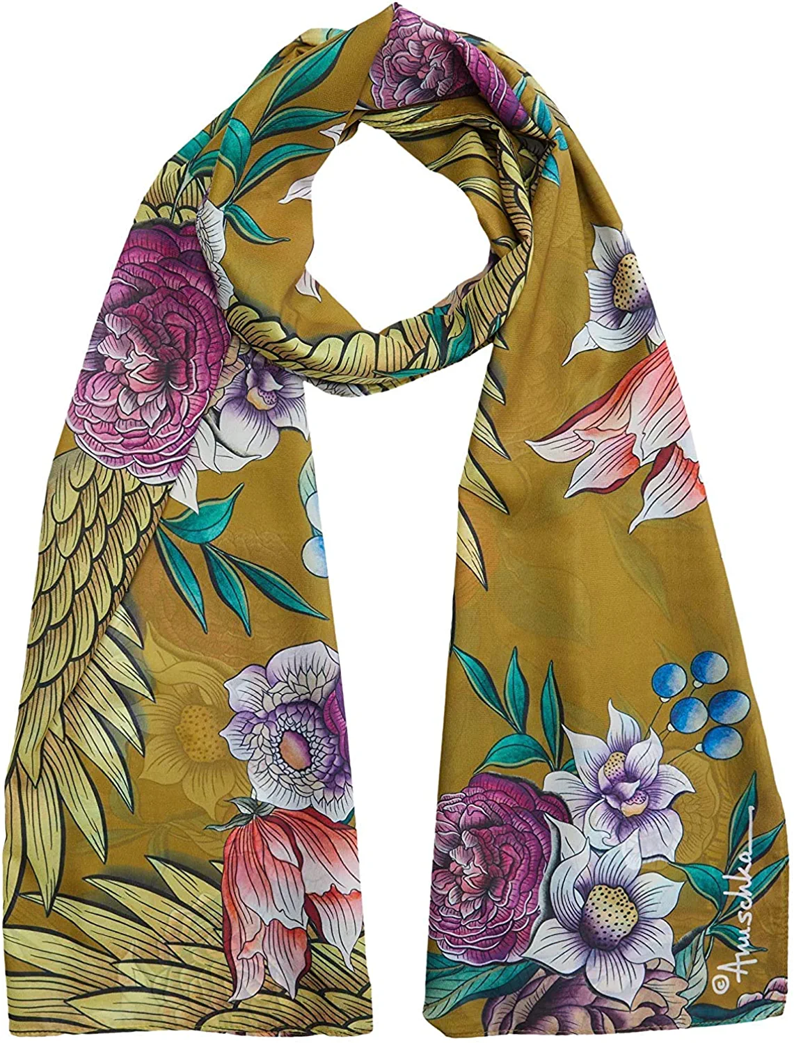 Anuschka Chiffon Scarf - Original Printed Artwork with Super-Soft & Lightweight 100% Polyester Fabric