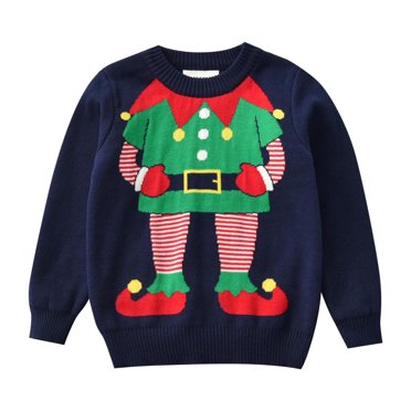 EnJoCho Chandail de Noël Laid pour Enfants Garçons Filles Drôle Chandail de Noël à Manches Longues Col Rond Décontracté chandail en Molleton d'Hiver 1-6 Ans