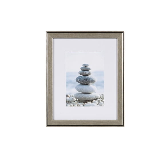 DesignOvation Aubree 8" x 10" Matted to 5" x 7" Silver Picture Frame