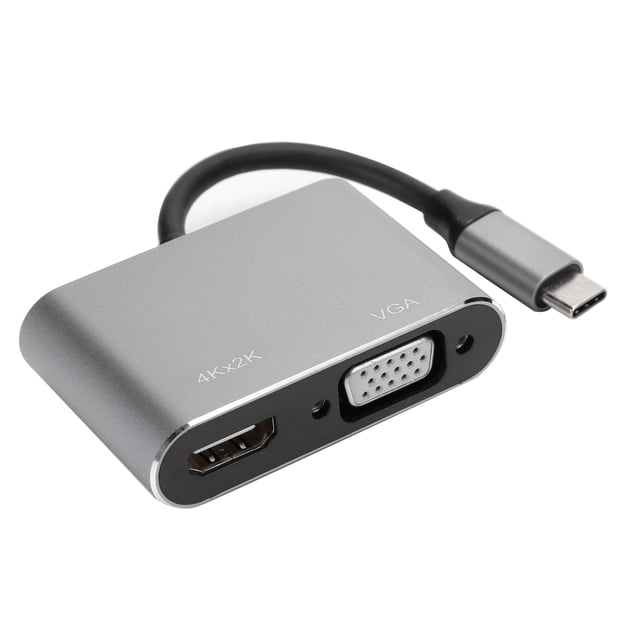 Type-C To Connecting Adapter Type-C Hub USB-C Hub USB C Dongle Work for Office Silver,Gray