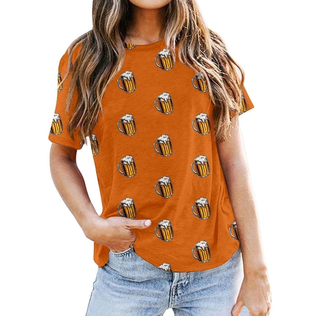 T-shirt Décontracté à Manches Courtes pour Homme avec Imprimé Bière, Col Rond Confortable, Tee pour Usage Quotidien Printemps Été Automne, Haut Basique