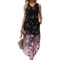 thumbnail image 1 of Lenago Robe Maxi Grande Taille pour Femmes Aguichant Mode pour Femmes Sans Manches Imprimée à Col en V avec Poches Gilet Robe Longue Robes d'Été de Plage en Liquidation, 1 of 7