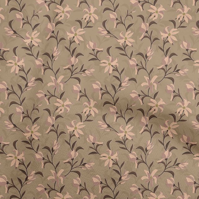 oneOone Rayon Tawny Brown Fabric Floral Retro Sewing Material Print Fabric By The Yard 56 Inch Wide