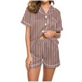 thumbnail image 1 of Yuyuzo Pajama Sets for Women 2 Piece Short Sleeve Button down Shirts Lounge Sets Color Block Soft Pj Sets, 1 of 5
