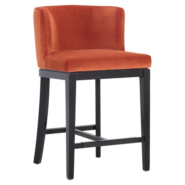 Sunpan Hayden 26" Modern Fabric Counter Stool in Orange/Black