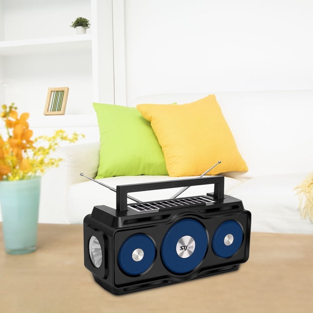 Radio Manuelle Solaire d'Urgence Étanche Haut-Parleur Bluetooth, Radio Numérique Portable AM FM avec Lampe de Poche, Lampe de Lecture Recharge Solaire