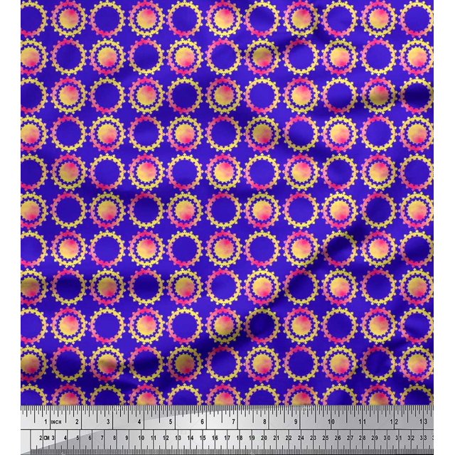 Soimoi Cotton Poplin Fabric Floral & Circle Geometric Fabric Prints By Yard 56 Inch Wide