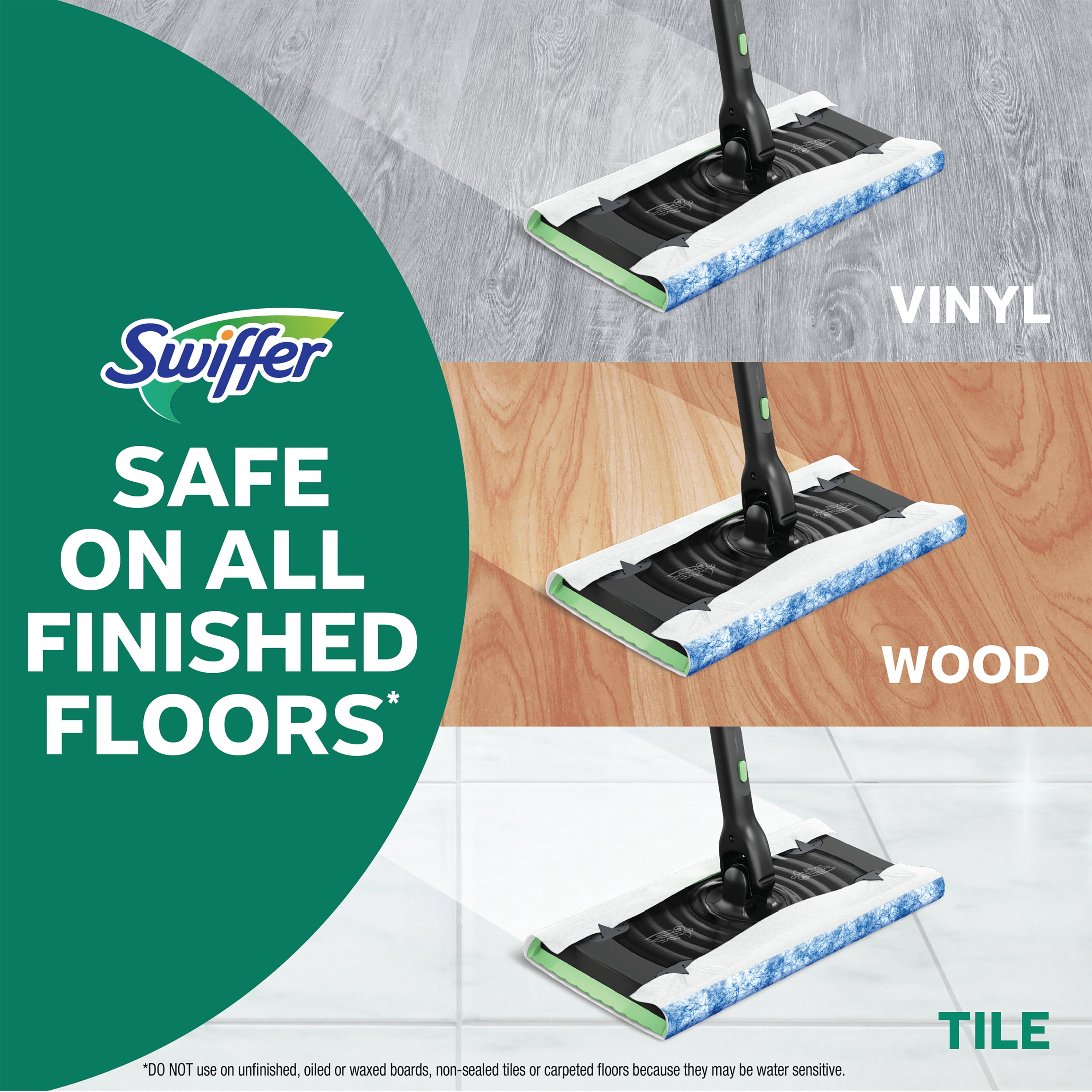Swiffer Balayer et laver Pro, trousse pour balayage et lavage 2 en 1 pour les planchers, 1 balai sèches humidifiées