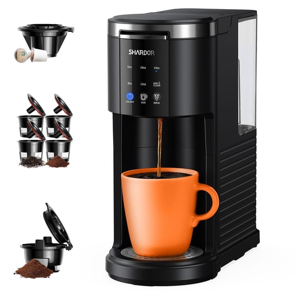 SHARDOR Cafetière 3 en 1 à Portion Individuelle pour Dosettes K-Cup et Café Moulu et Thés, machine à Café pour Dosettes, Tailles d'Infusion de 6 à 14 Oz, Réservoir d'Eau Amovible de 40 Oz