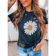 thumbnail image 3 of T-Shirt à Col Rond Déchiré à Manches Courtes pour Femmes Haut Mode Décontracté Été en Vrac T-Shirt de Couleur Unie, 3 of 4