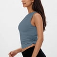 thumbnail image 3 of Plebaso Women's off Shoulder Tops Sleeveless Slim Cropped Tank Tops Ruched Summer Going out Tee Shirts, 3 of 7