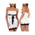 thumbnail image 3 of FOCUSNORM Women's Tube Top Dress Strapless Sleeveless Lace Patchwork Side Split Bodycon Mini Dress, 3 of 4