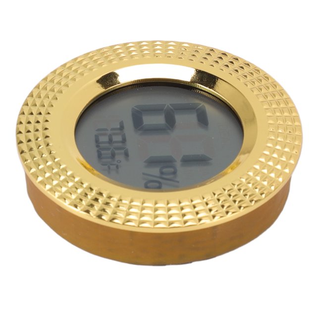 Mesureur d'Humidité de Température, Insert de Détection Intelligent Hygromètre Numérique Haute Précision Compact ABS Rond pour Boîte à Cigares