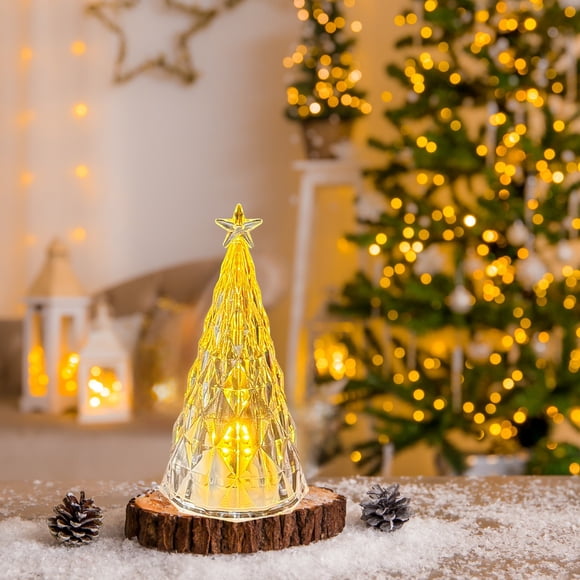 Mini Christmas Tree Night Light | Glowing Desktop Ornament with Star Topper | Soothing Bedroom & Holiday Decor for Kids | Plastic LED Ambient Light for Gifts & Party Decorations