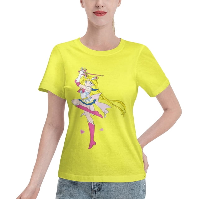 Women's Basic Short Sleeve T-Shirt Sailor Moon Moon Hare