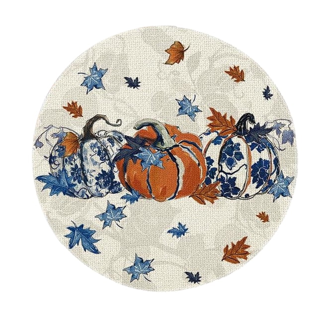 Cameland Napperons Automne Nouveau Lin Érable Citrouille Imprimé Rond Napperons Décoration Maison Ambiance Arrangement