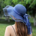 thumbnail image 3 of Sun Hat Color Block Bow Summer Korean Style Dome Hat Headwear, 3 of 10