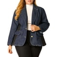 thumbnail image 1 of GRACE & GRANDEUR Women's Plus Size Long Sleeve Denim Bomber Jackets with Pockets, 1 of 6