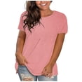 thumbnail image 2 of AherBiu Hauts Grande Taille pour Femmes T-Shirt à Manches Courtes Col Ras du Cou Été Décontracté Confortable T-Shirts Basiques, 2 of 4
