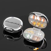 MTBLYS Portable Pill Organizer Plastic 6-Compartment Sealed Moistureproof Travel Storage Beige Silver