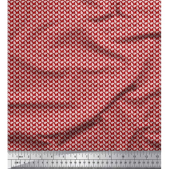 Soimoi Polyester Crepe Fabric Dot & Paisley Printed Fabric 1 Yard 52 Inch Wide
