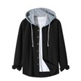 thumbnail image 1 of AherBiu Mens Long Sleeve Shirt Jacket Button down Drawstring Casual Hoodies Fall Winter Fashion Shackets, 1 of 6