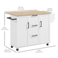 thumbnail image 2 of CoSoTower Rolling Kitchen Cart on Wheels with Drop Leaf, Kitchen Island with 3 Drawers, Solid Wood Top and Towel Rack, White, 2 of 7