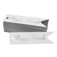 thumbnail image 1 of Inkdotpot Pack Of 100 Happy Diwali Favor Paper Tags Craft Real Silver Foil Hang Tags, 1 of 6