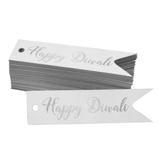 Inkdotpot Pack Of 100 Happy Diwali Favor Paper Tags Craft Real Silver Foil Hang Tags