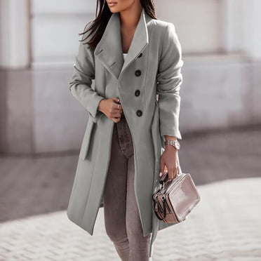 EGNMCR Womens Plaid Shacket Jacket, Long Sleeve Button Down Fleece Hooded Jackets, Warm Coat Womens And Winter Lapel Woolen Cloth Coat Trench Jacket Long Overcoat Outwear Women Coat