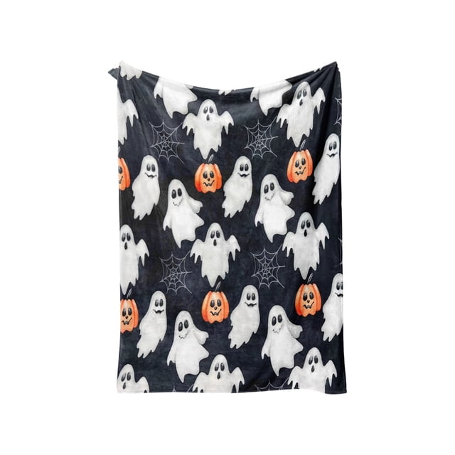 Fall Throw Blanket Spooky Halloween Digital Print Flannel Blanket AllSeason Sofa Throw Halloween Throw Blankets